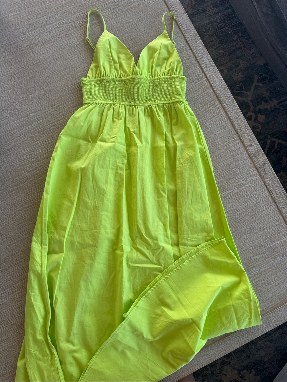 Neon Yellow Maxi Sundress with Smocked Waist